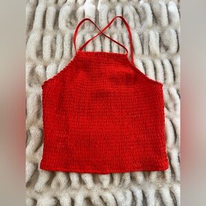 a new day Bright Red Smocked Tank Top